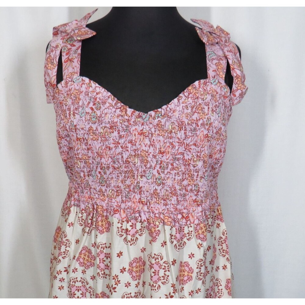 Nanette Lepore Play Floral Smocked Tiered Cotton Boho Cottage Maxi Dress XXL - Picture 4 of 9